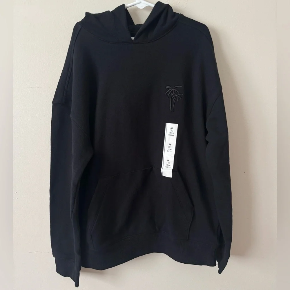 Cat & Jack Boys Black Palm Tree NWT Hoodie Size Medium 8 School Sweatshirt